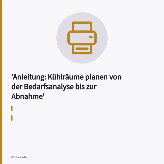 Kühlraum mit Verdampfer, Regalen und Temperaturanzeige für Molkereiprodukte. Anleitung: Kühlräume planen von der Bedarfsanalyse bis zur Abnahme