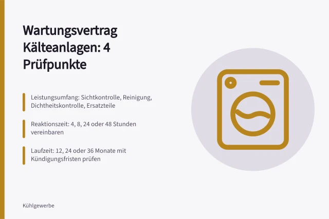 Wartungsvertrag für Kälteanlagen mit Leistungen, Reaktionszeiten und Laufzeiten. Wartungsvertrag Kälteanlagen: 4 Fragen für Betreiber