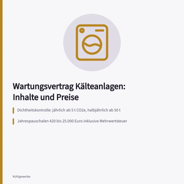 Wartungsvertrag für Kälteanlagen mit Prüffristen und Jahrespauschalen. Wartungsvertrag Kälteanlagen Leitfaden für Inhalte und Preise