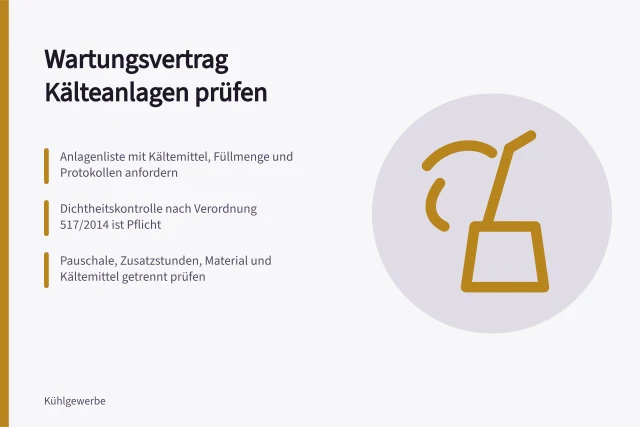 Prüfliste für Wartungsverträge von Kälteanlagen mit Pflichten und Kostenpunkten. Wie prüfen Sie einen Wartungsvertrag für Kälteanlagen?