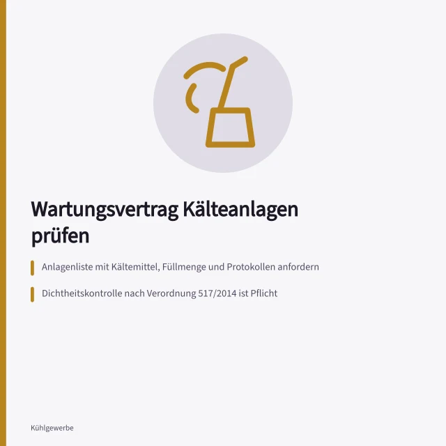 Prüfliste für Wartungsverträge von Kälteanlagen mit Pflichten und Kostenpunkten. Wie prüfen Sie einen Wartungsvertrag für Kälteanlagen?